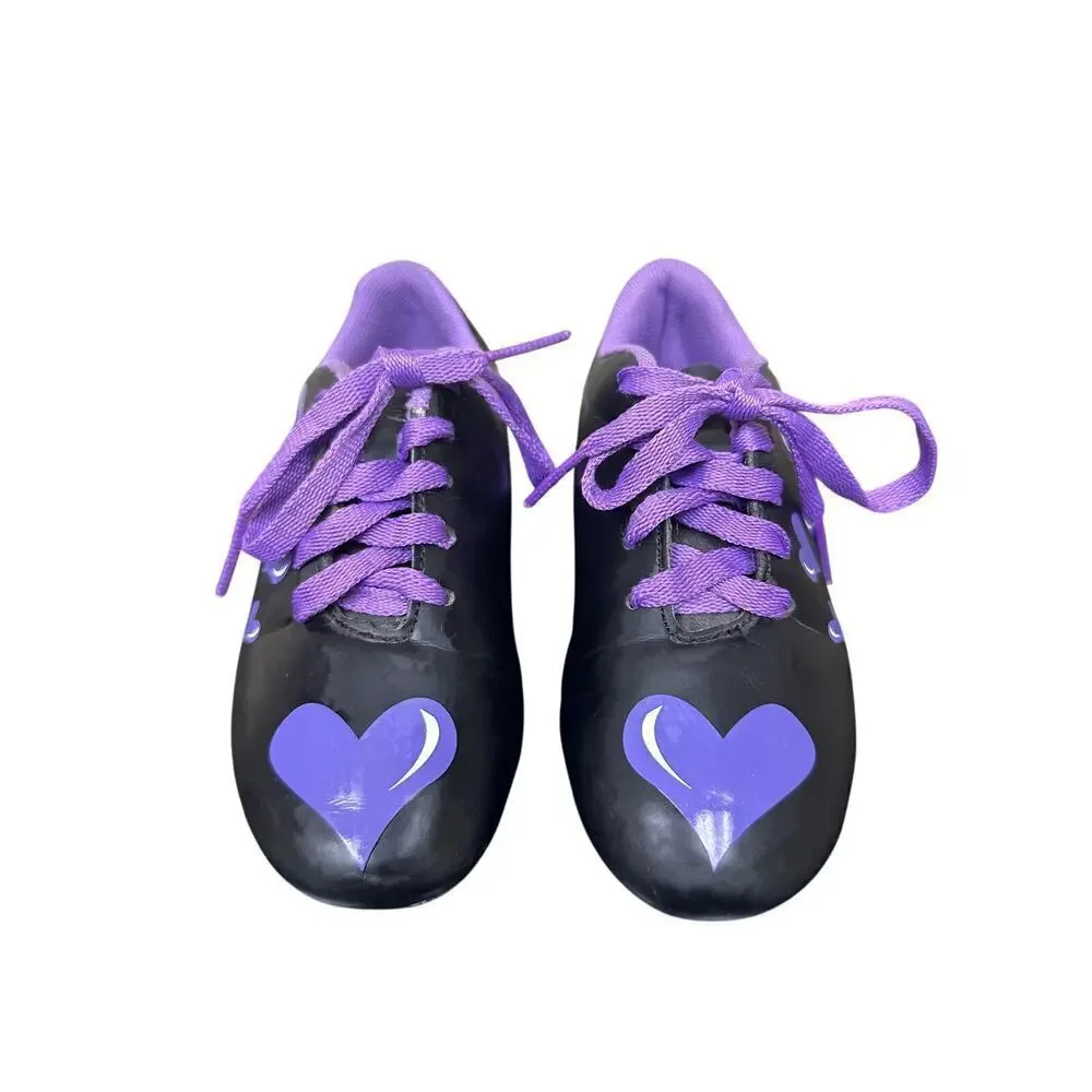 NWOT Diadora 11 Girls Purple Hearts Trax MD Jr Low Top Cleats Soccer Girly Grass